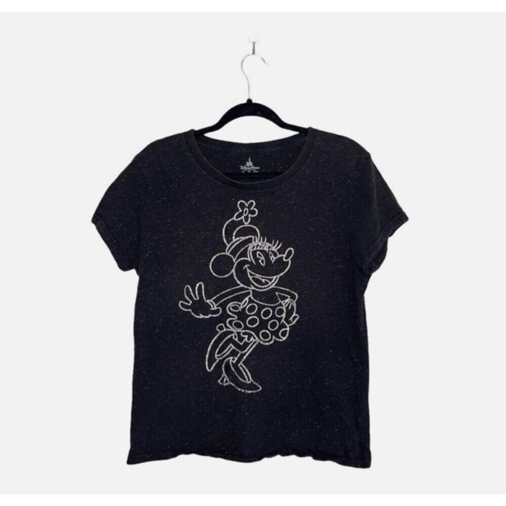 Disney Dark Gray & Silver Glitter Minnie Mouse Boxy Graphic Tee Xlarge‎ Women’s